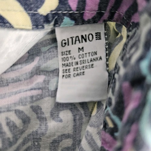 Vtg 80s GITANO Button Down Shirt Mens Medium Geometric Purple Blue - Picture 3 of 6