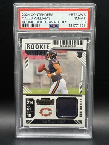 2024 Contenders #RTS-CWS Caleb Williams Rookie Ticket Swatches NM-MT PSA 8
