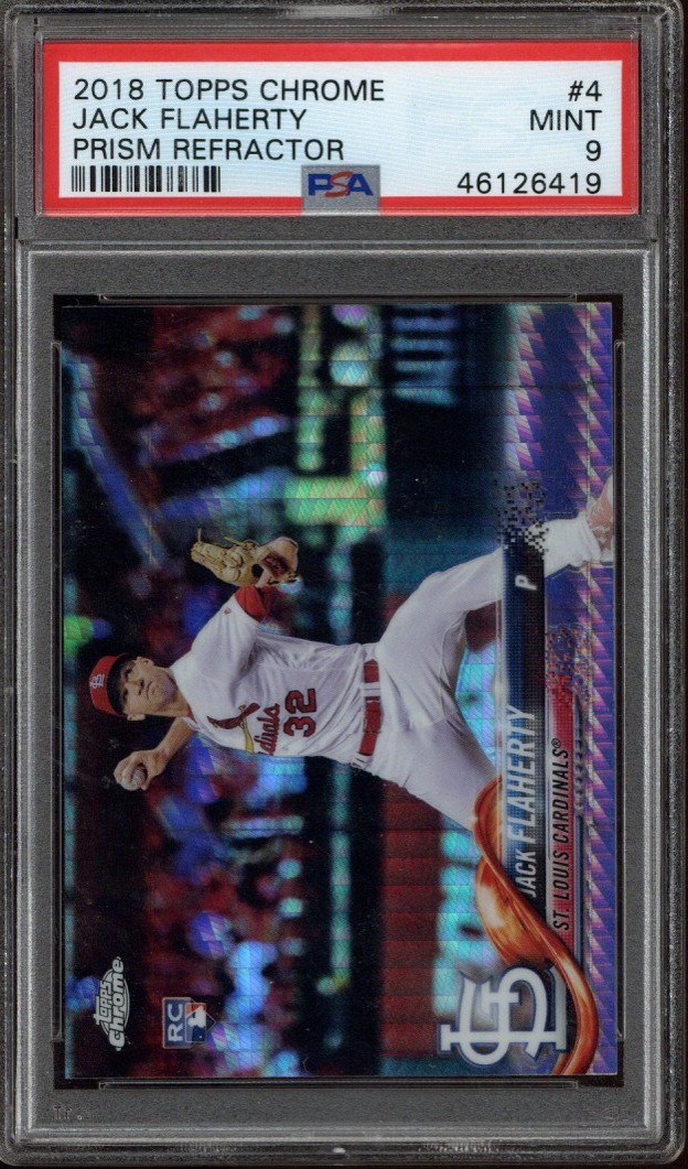 2018 Topps Chrome #4 Jack Flaherty Prism Refractor RC PSA 9