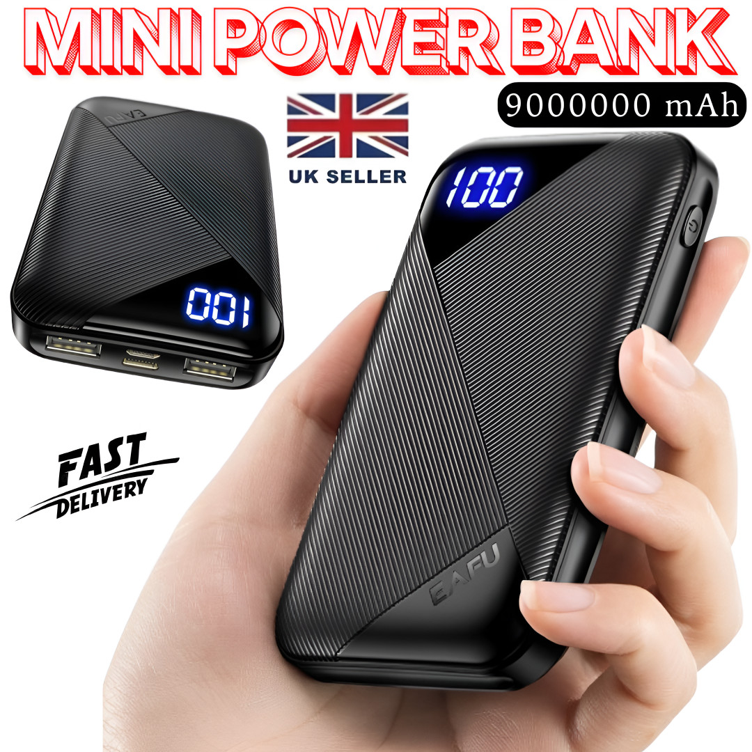 9000000mAh Power Bank Portable Fast Charger Battery Pack 2 USB for Mobile Phone.