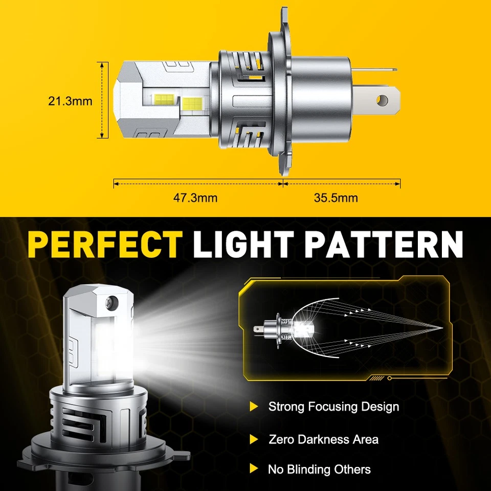 AUXITO H4 9003 LED Headlight Bulbs Hi Low Beam Conversion Kit 6500K Canbus 2-20X - Image 4 of 4