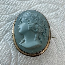 antique blue cameo brooch pin