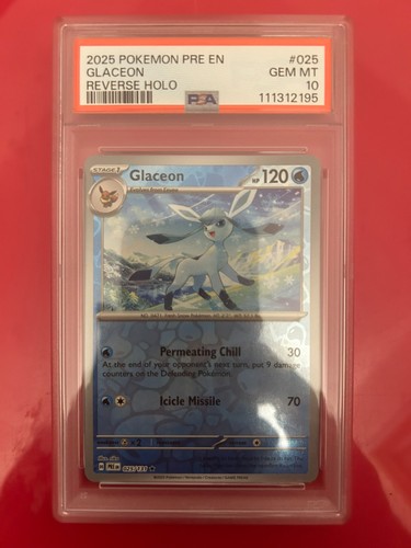 PSA 10 2025 Pokemon PRE EN Glaceon Reverse Holo #025 GEM MINT Slab