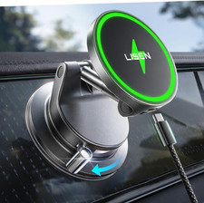 15W Magsafe Car Mount Charger, Magnetic Wireless Car Phone Holder Easiest Mou
