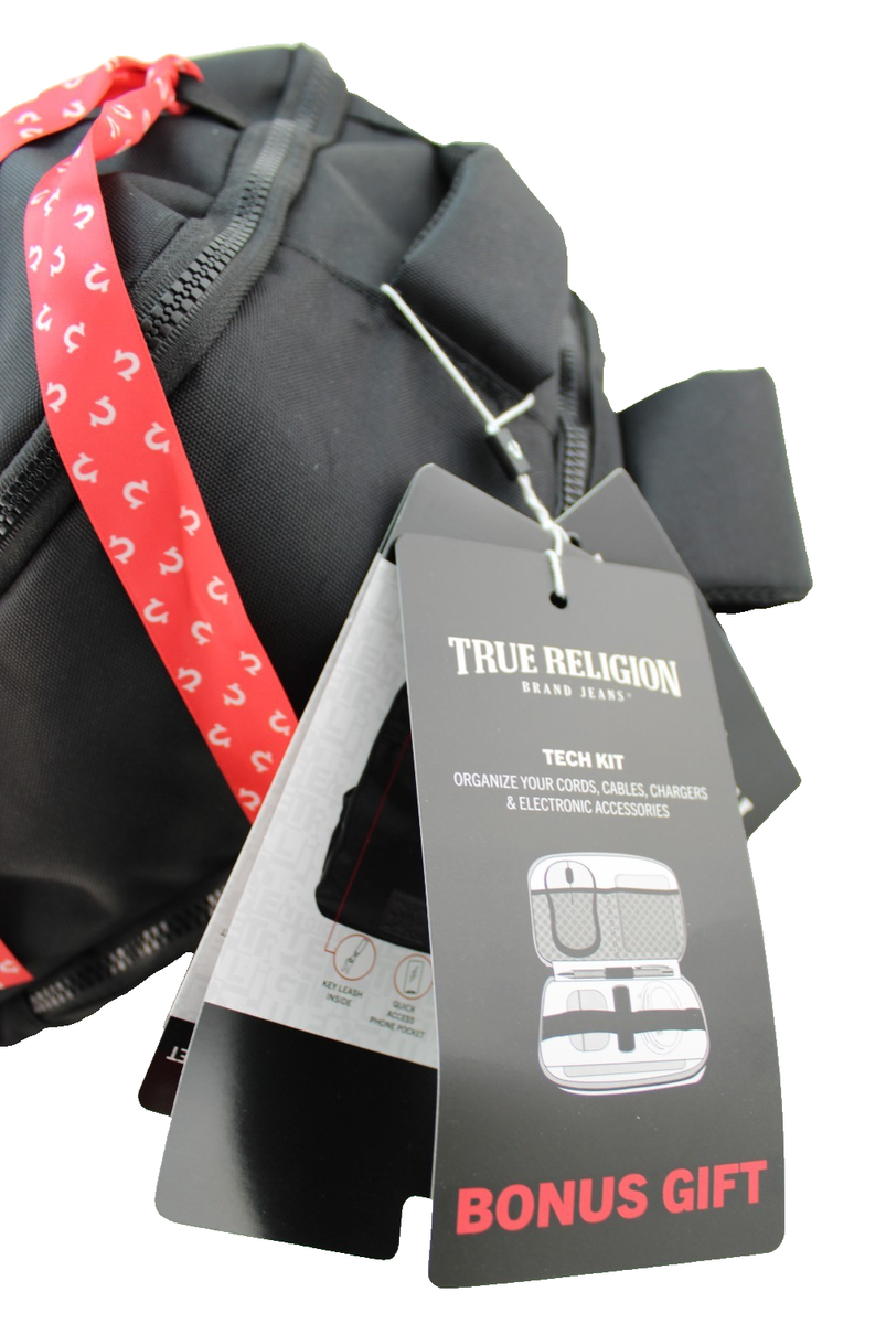 New TRUE RELIGION Connected Commuter Black Backpack with Tech Kit