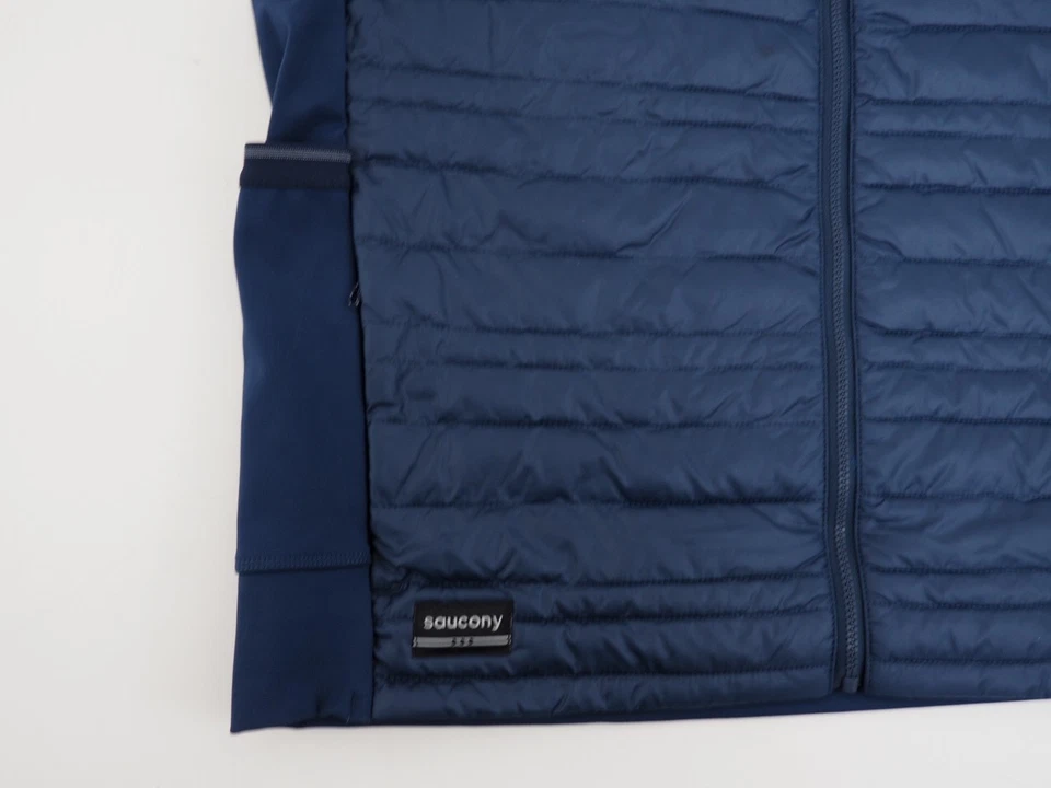 NEW! Saucony Men's Medium Hurricane Insulated Vest Blue Wind+Water Resistant - Image 2 of 4