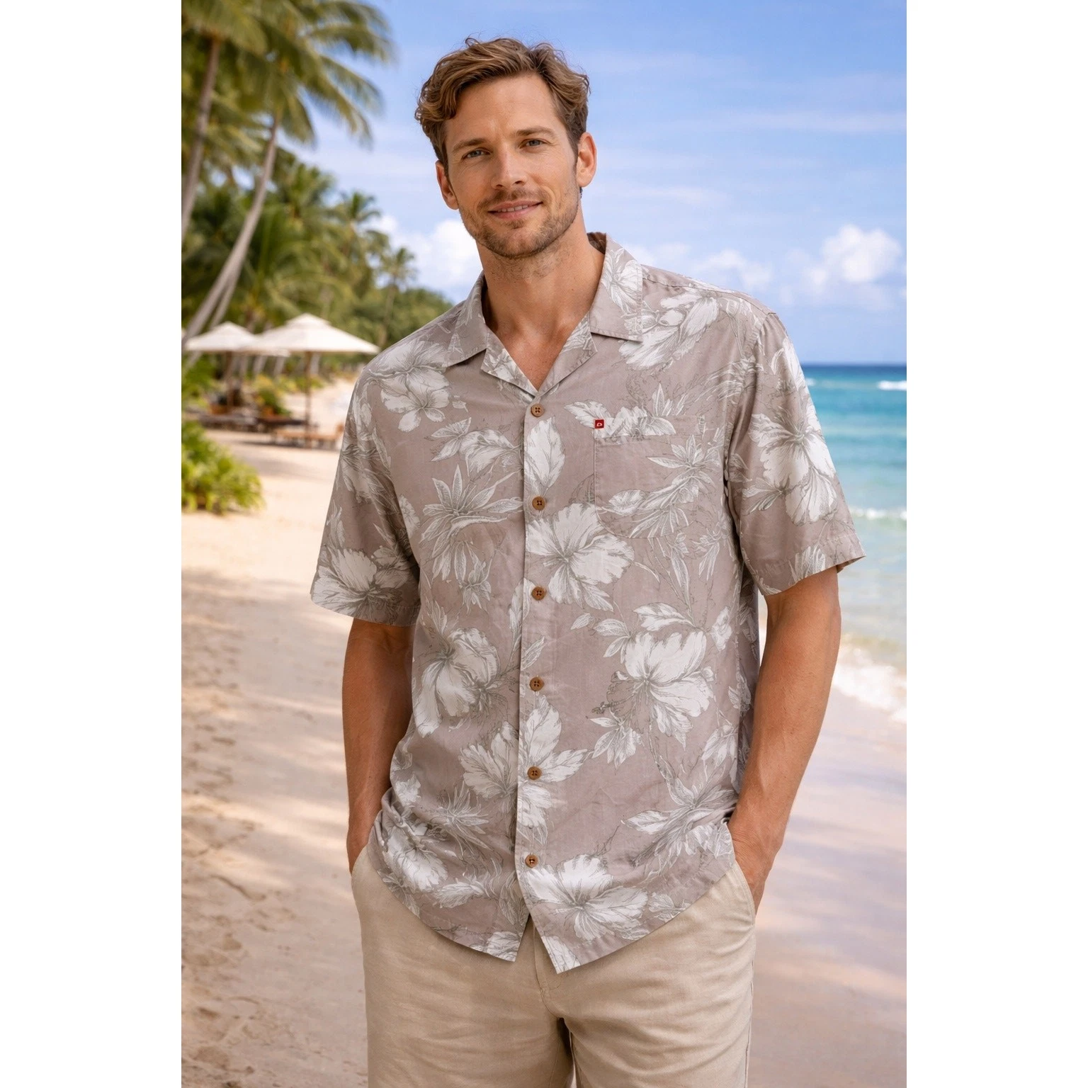 Quiksilver Hawaiian BoardRiding Men's ButtonUp Shirt Sz M Beach Vacation Surf