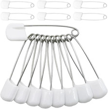 50Pcs 2.2" Plastic Head Nappy Safety Pins White 