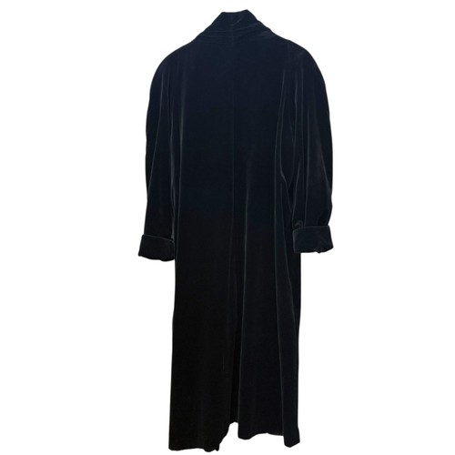 Vintage Long Velvet Coat Black Large Opera Evening Duster 80s 90s Goth Formal - Picture 5 of 8