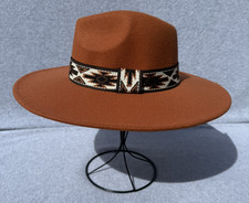 Woman's Western Rust Hat with Aztec Band Southwest Boho Rancher Native American