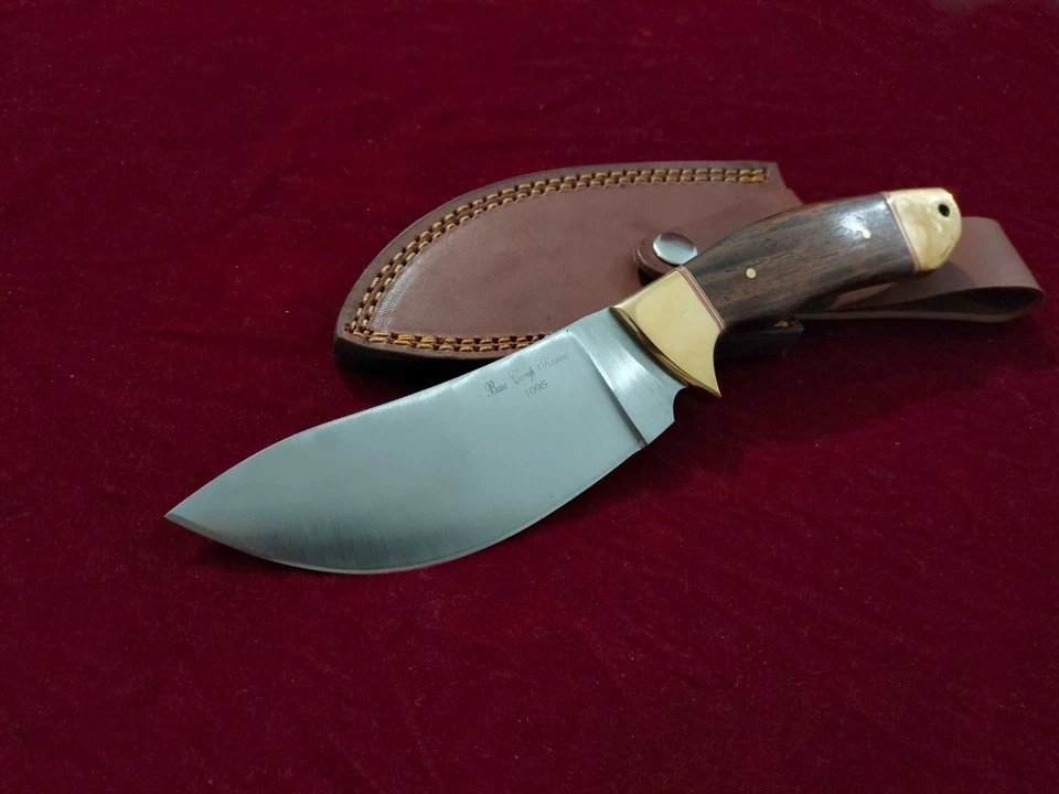 Cuchillo rígido desollador de supervivencia de acero al carbono 1095 hecho a mano para campamento base de 10,3" RW-661 Foto 4 de 4