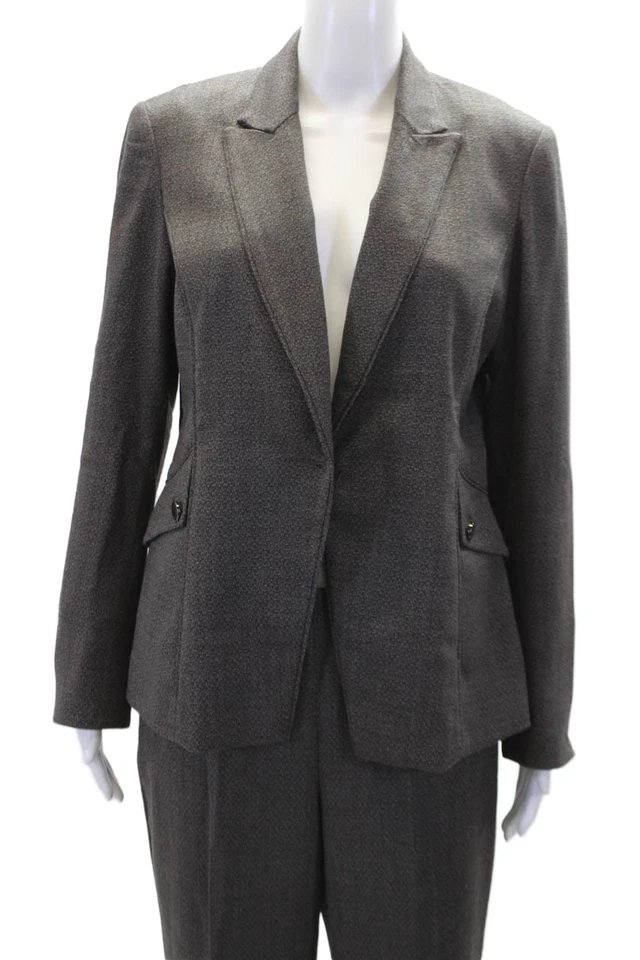 Traje pantalón gris Etcetera para mujer 2 piezas de un solo pecho talla 8 Foto 2 de 4