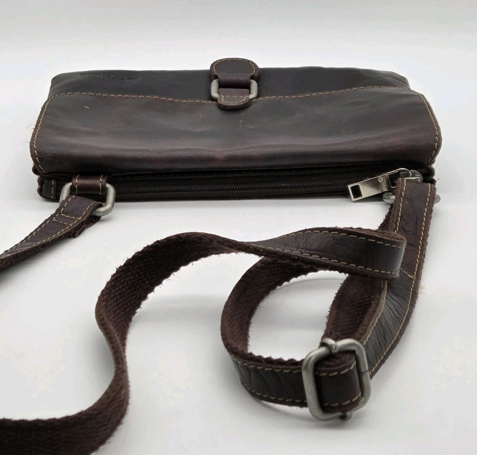 Bolso Bandolera Jack Georges Voyager Cuero Marrón Oscuro 3 Compartimentos Foto 3 de 4