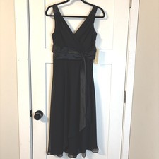 Evan Picone Black Chiffon Midi Dress  size 10 Perfect Little Black Dress!
