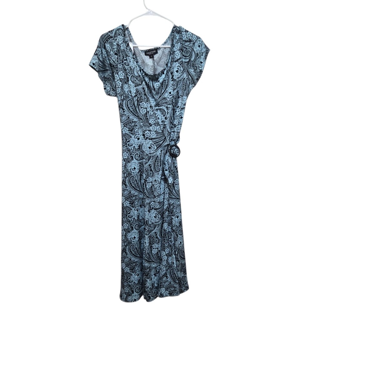 70s dress women 70s Inspired Blue Floral Cotton Button Down Cape Sleeve Maxi Dress - JEANNE - Sustainable Women's Clothing