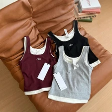 AIo Yoga Two-Piece Stacked Vest for Women Sports Tennis Fashion Style Tops