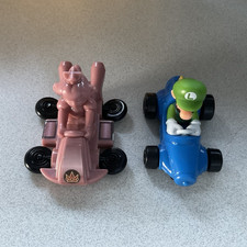 McDonald's Mario Kart Luigi Blue Kart Pink Character Kart Toy Car Set