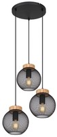 Globo H Pablo HäNgeleuchte Metall Schwarz Matt, 3X E27, 120 Cm, IP20, Pendelleuc