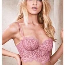 Victoria  s Secret Dream Angels Lace Bustier 32DD Dusty Rose NWT Boudoir Coquette