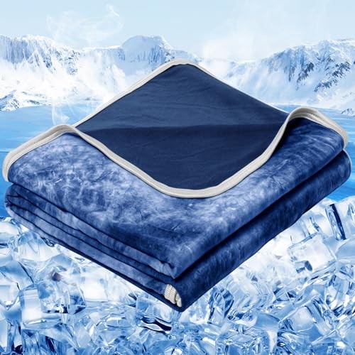 Cooling Blanket Queen Size (90"x90"), Cooling Blankets for Queen-90"x90" Navy - Picture 2 of 7