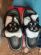 Tory Burch Miller Cloud Lug Dole Sandals,New cream/perfect Black, 6.5 Medium