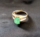 Green 10K Gold Jadeite Jade Ring Size 8.75  3 Grams