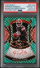 2025 PANINI SELECT ROOKIE SIGNATURES GREEN SHEDEUR SANDERS 1/5 PSA 10 AUTO 10