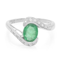 Cavill Bahia Smaragd Ring 0,86Ct Oval 925 Silber Platiniert GrüN- Echtschmuck