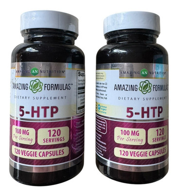 Lot of 2 Amazing Formulas 5-HTP Capsules - 100mg - 2x 120 Count - Ex: 7/28