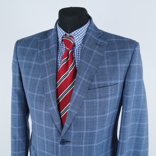 Mens Italian Blazer 38R UK Size DEL MARE 1911 Check Blue Wool Sport Coat Jacket - Picture 10 of 14