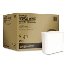Boardwalk 6000INTW 6.3 in. x 8.5 in. 1-Ply Interfold Napkins - White (12/CT) New