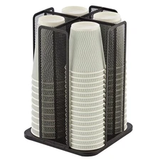 Paper/Plastic Cup and Lid Holder Plastic Storage Organizer, 360°Rotating Coff...