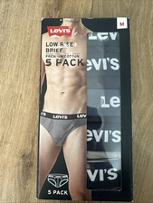 Levi's Men Medium Low Rise Brief Underwear Premium Cotton 5 Pack Blue Gray