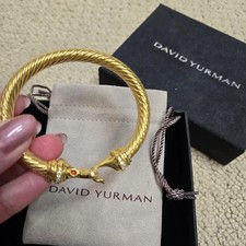 David Yurman 7mm Classic Cable 18k Gold Buckle Bracelet Large