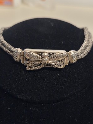 Massives Sterling Silber Drachenfliege Bali Armband sehr verziert 23g TW Dble Link 
