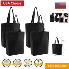 4 Pcs Reusable Large Canvas Tote Bags, Blank Multi-purpose Canvas Bags, Suita...