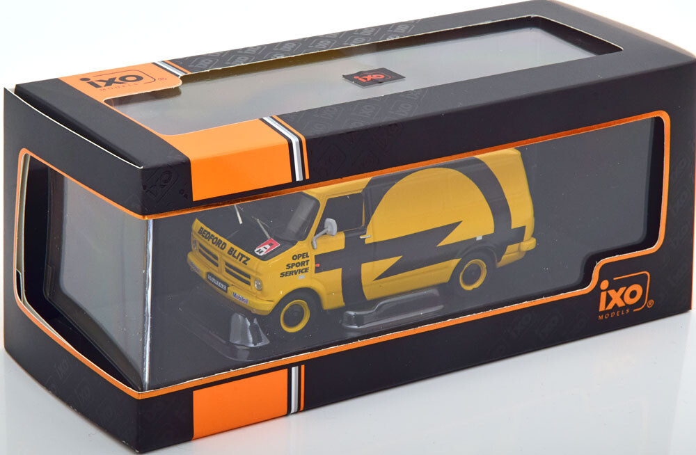 Souvenir de rallye avec le Bedford Blitz Opel Sport Service 1974 jaune IXO 1:43