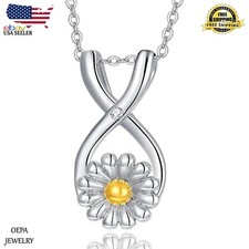 925 Sterling Silver Daisy Flower Necklace Daisy Flower Pendant for Women