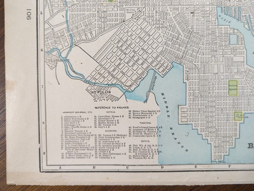 Vintage 1900 BALTIMORE MARYLAND Map 14"x11" ~ Old Antique Original MOUNT VERNON - Picture 5 of 12