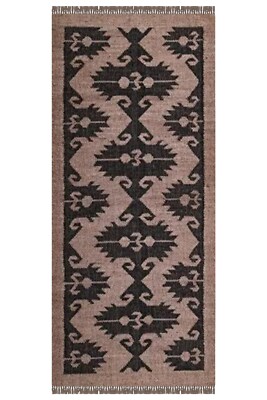 Rug Black Hallway Hand Woven Wool Jute Indoor Runner, Geometric Outdoor Kitchen