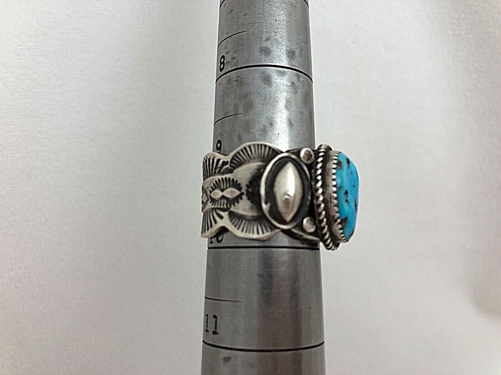 Mens Navajo Sterling Silver .925 Kingman Turquiose 13 x 15mm Oval Ring ...