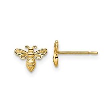 14k Yellow Gold Bumble Bee Post Stud Earrings