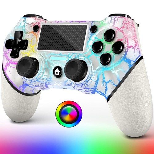 AceGamer Wireless Controller PS4, White Crack Custom Design, RGB-Licht, 1000m... - Bild 2 von 7