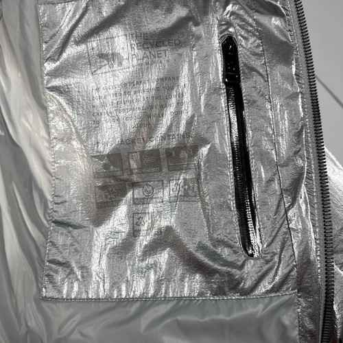 NWT Womens Recycled Planet Quilted Puffer Coat L Metallic Silver Parka - Picture 6 of 12