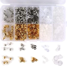 1040pcs Earring Backs, BetyBedy 10 Styles Backings Kit, multicolored 