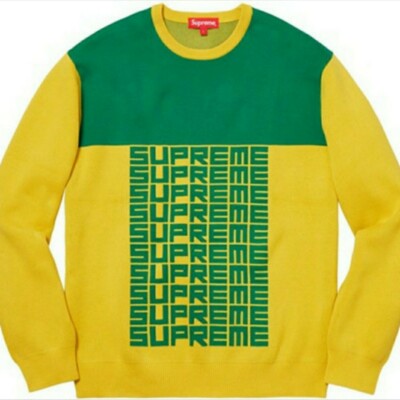 Yellow Green Supreme Repeat Logo Sweater | eBay Yellow Green Supreme Repeat Logo Sweater | eBay