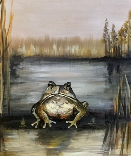 Original Painting. Frog. Pond. Wildlife. Fine Art.Signed K Eggleston - Picture 3 of 3