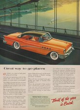 1955 Buick Super - Great Way To Go Places - Bridge Steamboat - Print Ad Art 1955 Buick Super - Great Way To Go Places - Bridge Steamboat - Print Ad Art