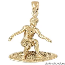 New 14k Gold Surfer Pendant