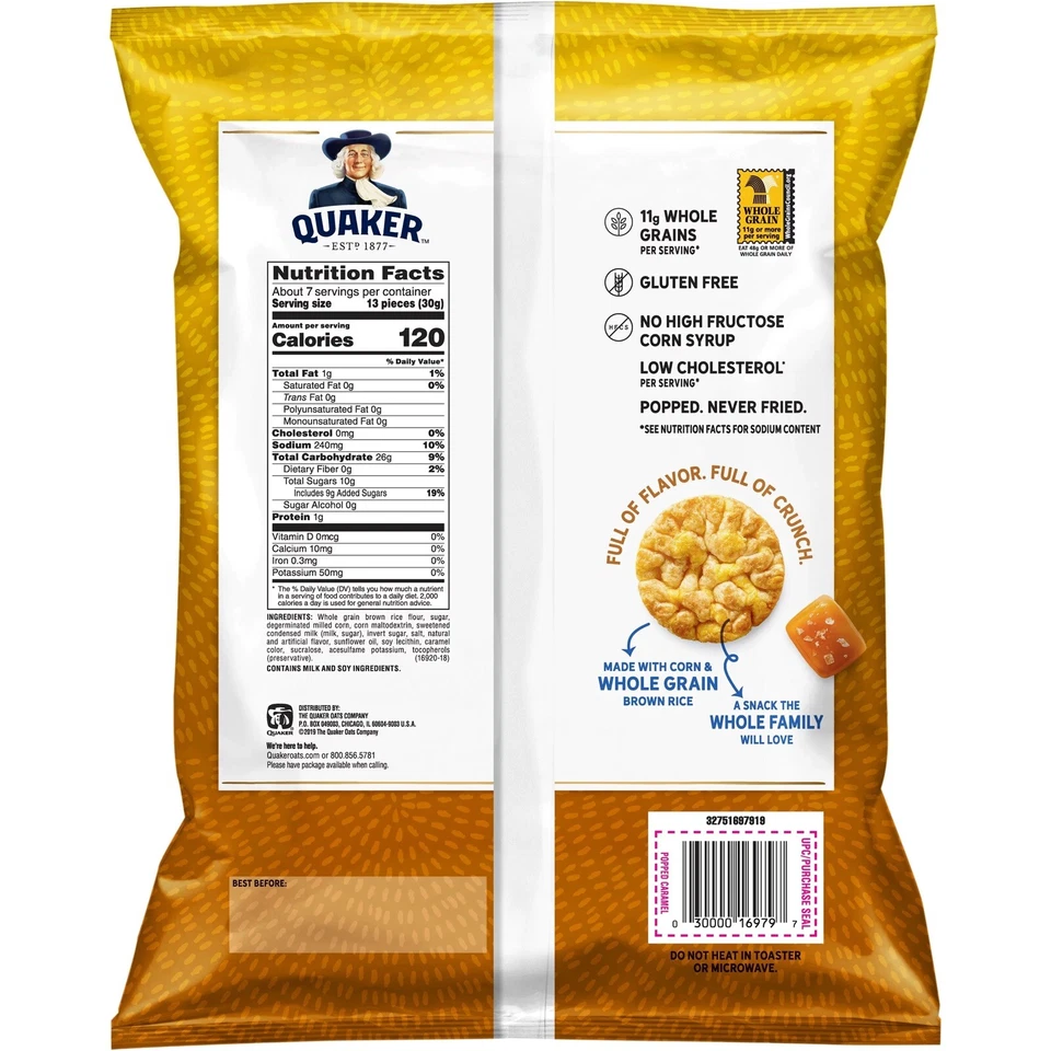 Quaker Rice Crisps Caramel 7.04 Oz. 4 Count (Gluten Free) - Image 2 of 2